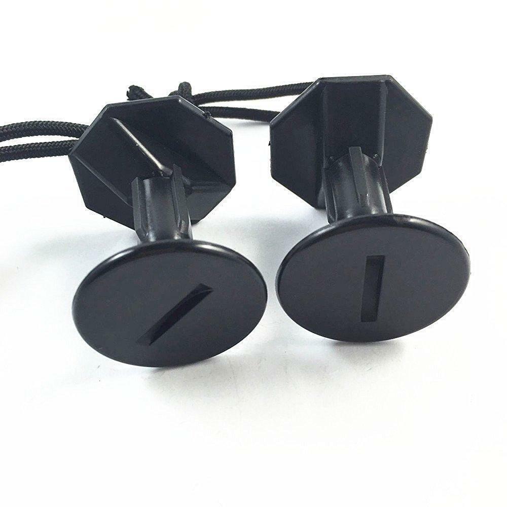 6pcs Black Plastic  Surfboard Surf Leash Plugs Attachment W/ Cord