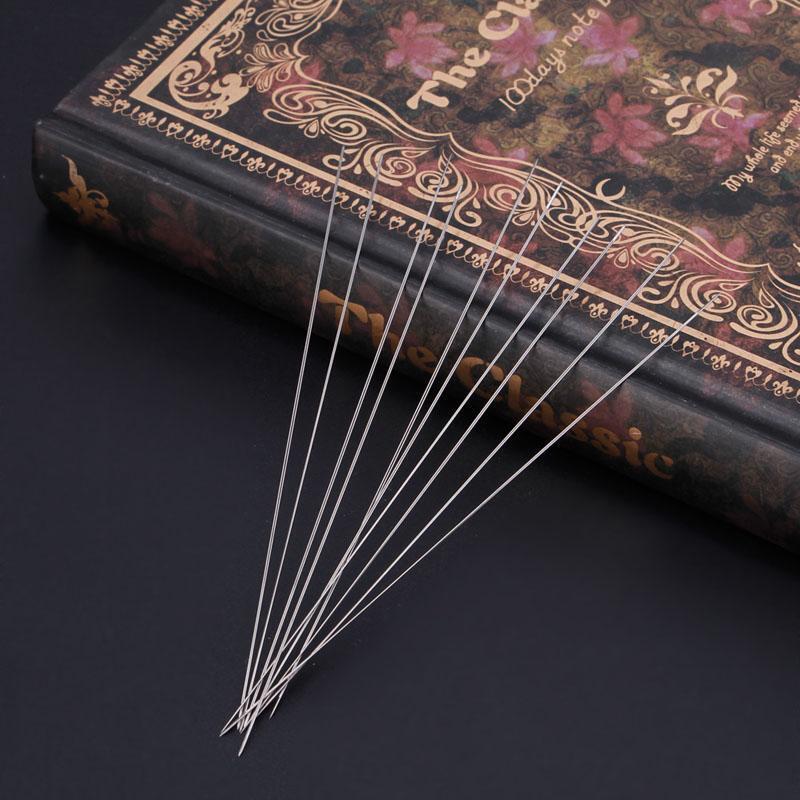 10x Big Eye Curved Beading Needles Threading String Cord Jewelry Tool 0.6x 100mm