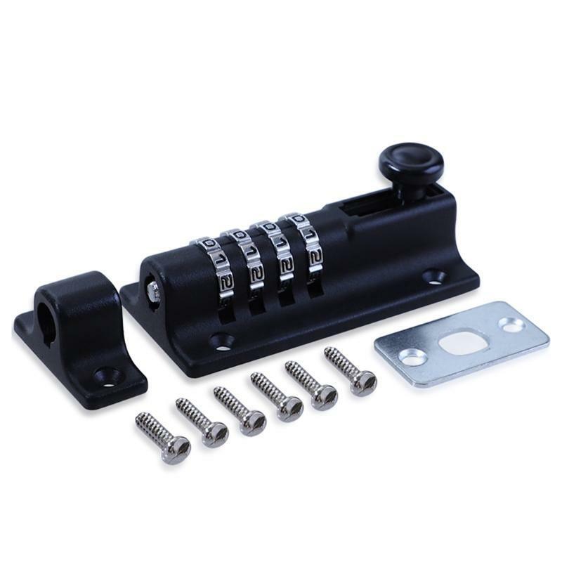 Sliding Bolt Lock Combination - 4 Digit Pin Code Dial and Black Finish Bolt Lock