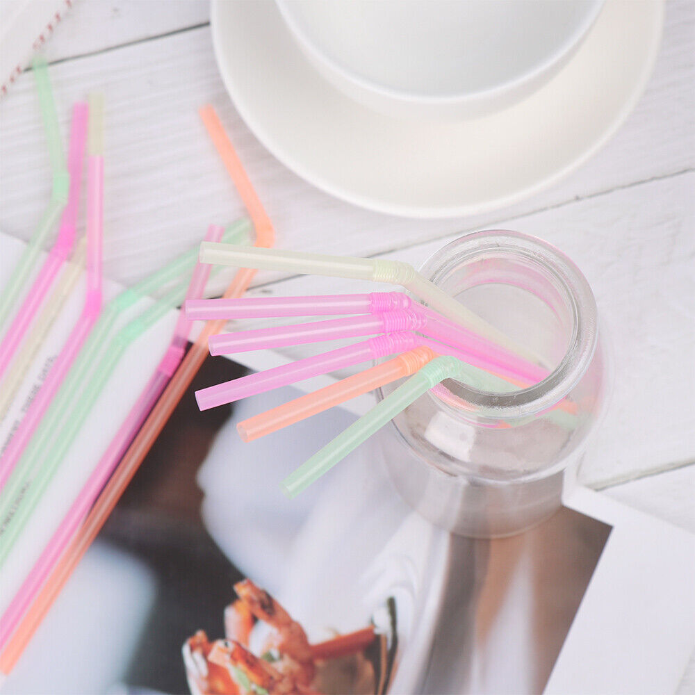 New Home Bar Party Disposable Extra Long Bend Drinking Straws Plastic Curved