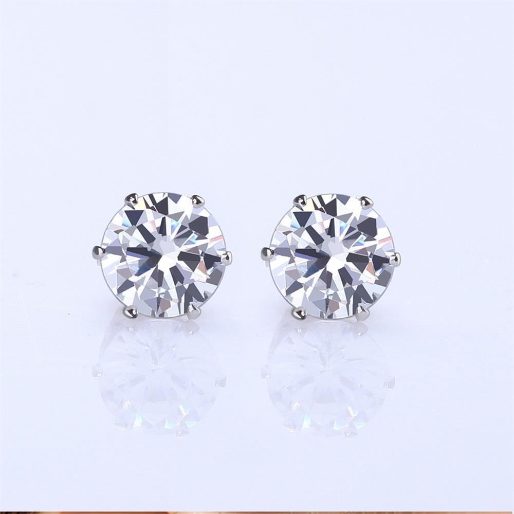 8Pairs/Set Fashion Men&Women White Black Earrings Zircon  Six Claws Ear Studs