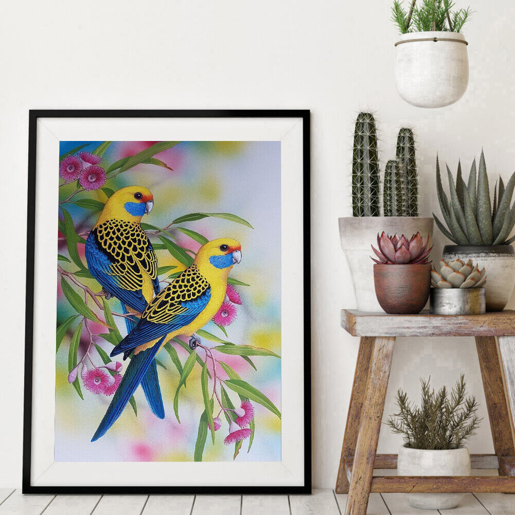 DIY Blue Rose Birds Animal 5D Mosaic Full Drill Round Diamond Painting Kit
