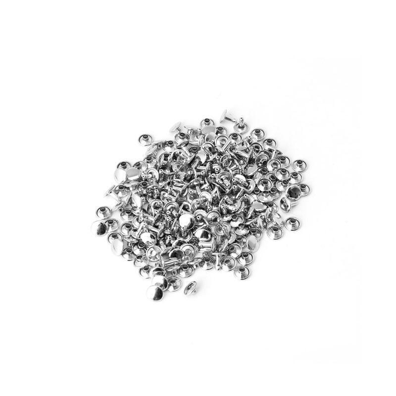 100x Double Cap Rivet Tubular Metal Leather Craft Repairs Studs Punk Spike Decor