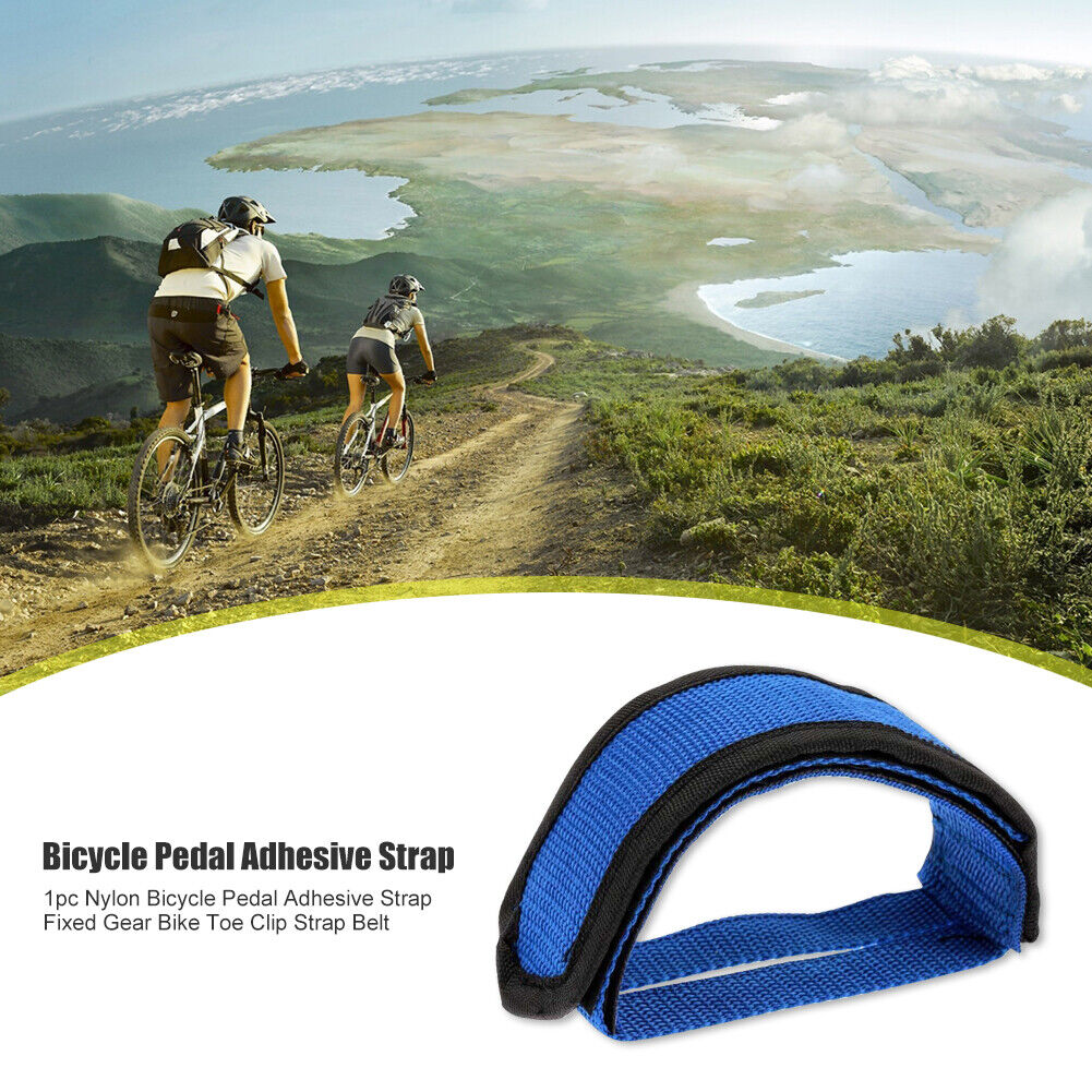 Nylon Bicycle Pedal Adhesive Strap Fixed Gear Toe Clip Strap Belt (Blue)