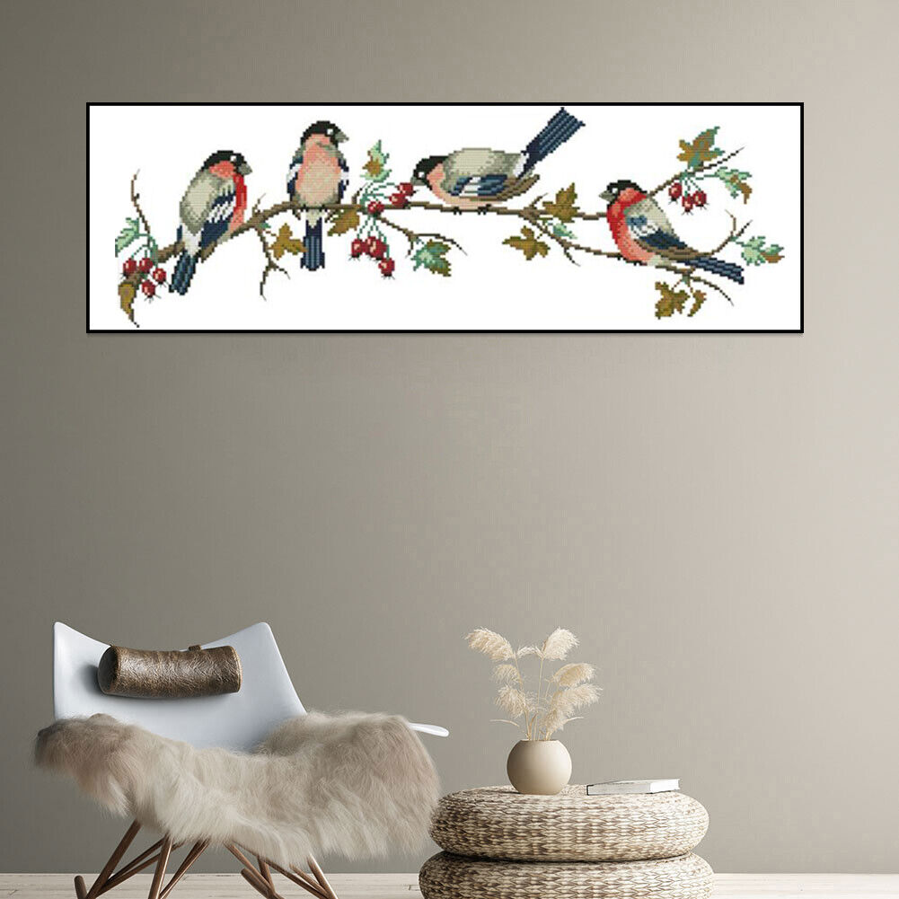 11CT Full Cross Stitch Bullfinch Stamped DIY Animal Printed Wall Art Crafts