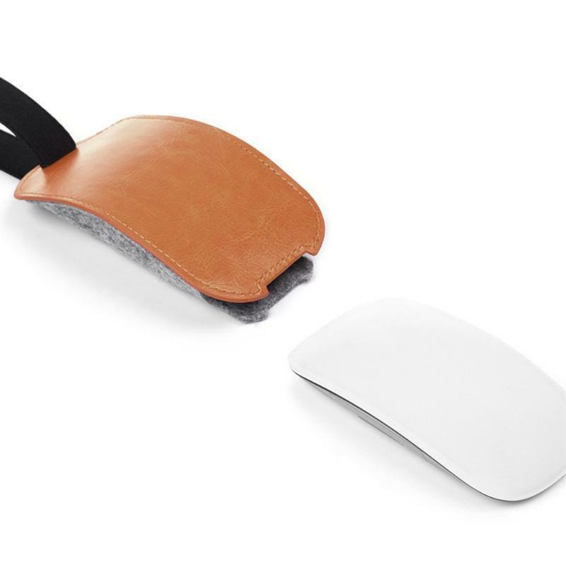 PU Leather Felt Mouse Pouch Case Dust Cover Mice Storage Bag for Magic Mouse 2