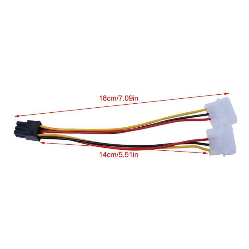 10Pcs/Set Dual Molex 4-Pin To One PCI-E 6-Pin Power Connector Y Adapter Cable