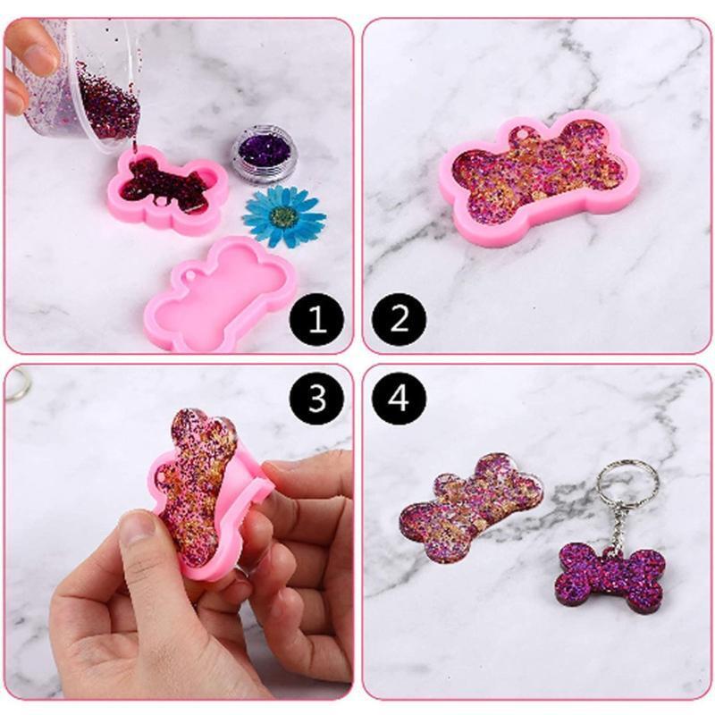 Pet Necklace Pendant Silicone Mold Keychain Pet Dog Tag Casting Mold Handicrafts