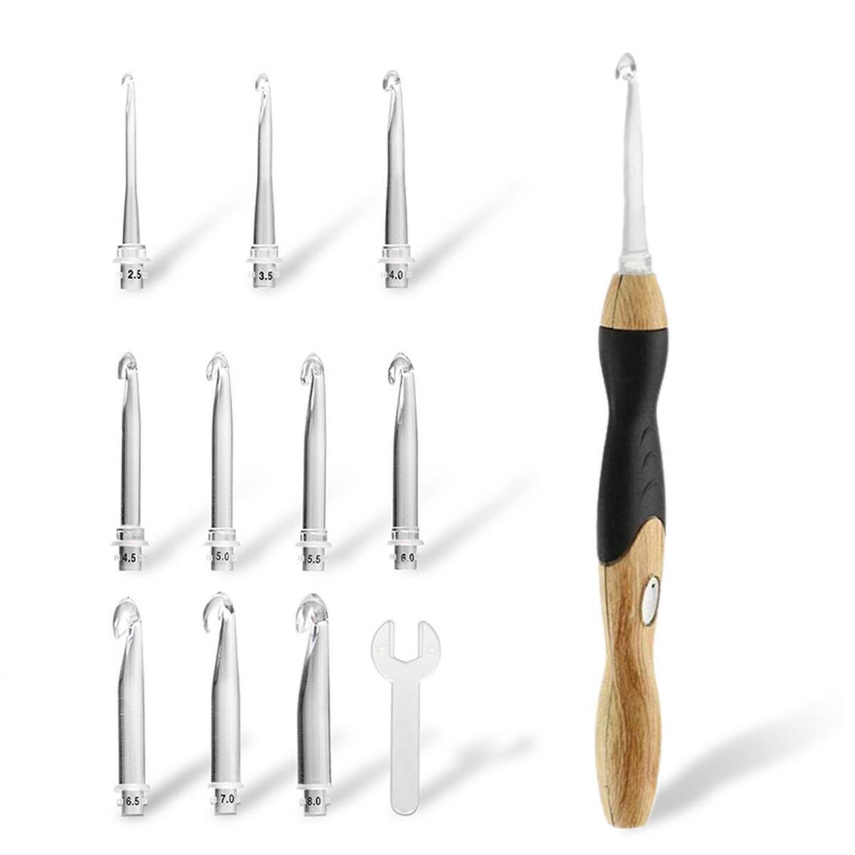 11 in 1 Lighted Crochet Hooks Set USB Charging LED  Crochet Hooks