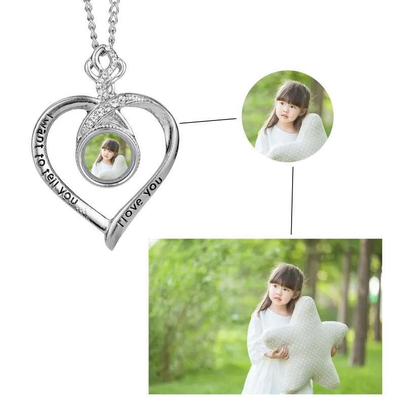 Heart Shaped Crystal Rhinestone Heat Transfer Sublimation Blank Photo Necklace