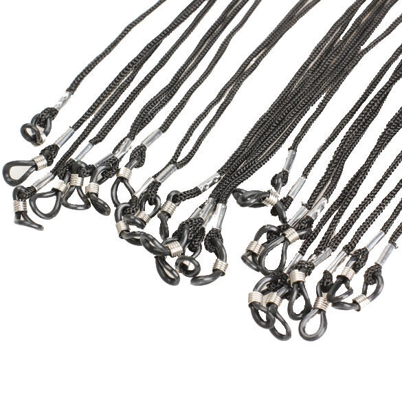 12PCS Eyewear Nylon Eyeglass Cord Reading Glass Neck Strap Holder Black