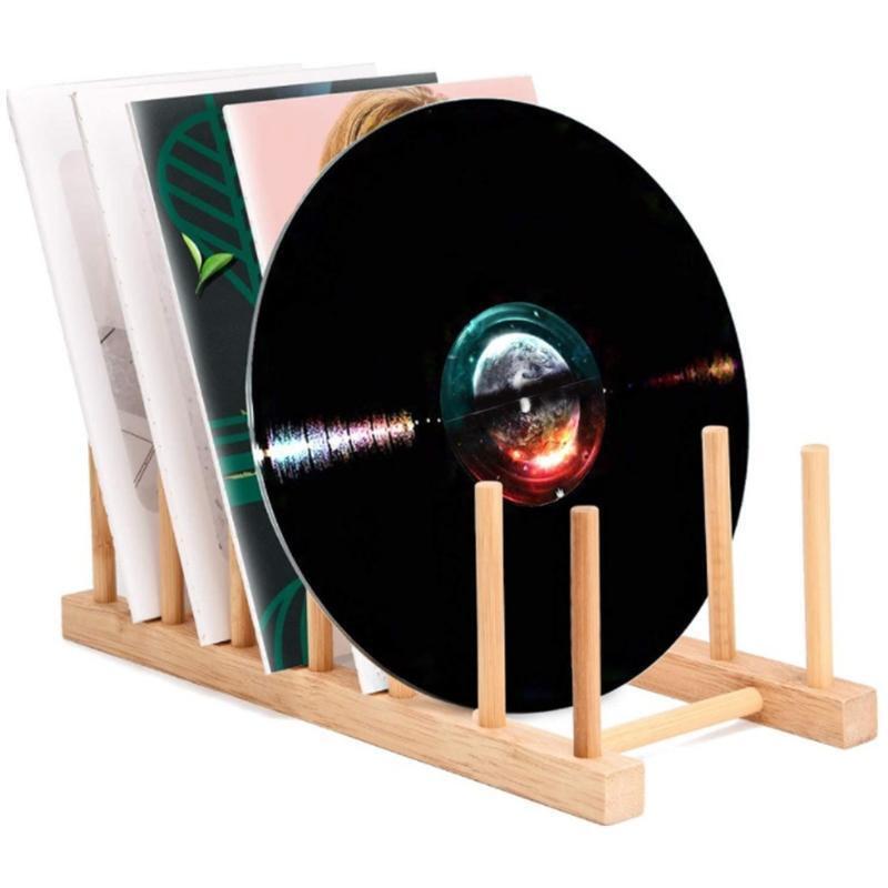 Wood Bamboo Vinyl Record Storage Holder Display Stand Dish Plate Drying Rack