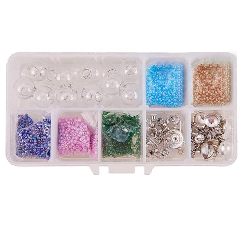 1 Set Delicate Chic DIY Jewelry Necklace Ear Studs Earring Findings Glass Beads