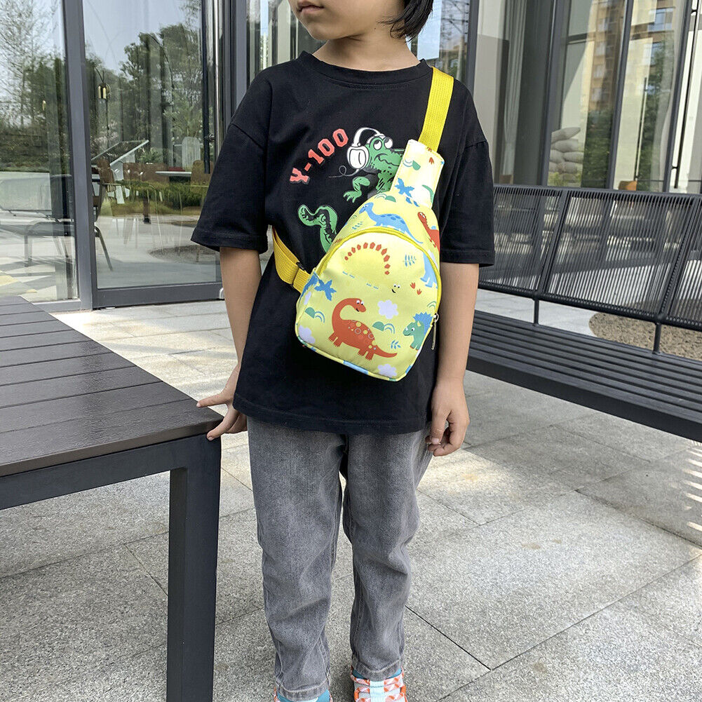 Children Cute Cartoon Print Nylon Chest Bags Mini Crossbody Bags (Yellow)
