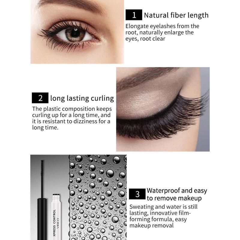 Skinny Black Mascara,Ultra Fine Waterproof Mascara,Fine Brushed Mascaras No Flak