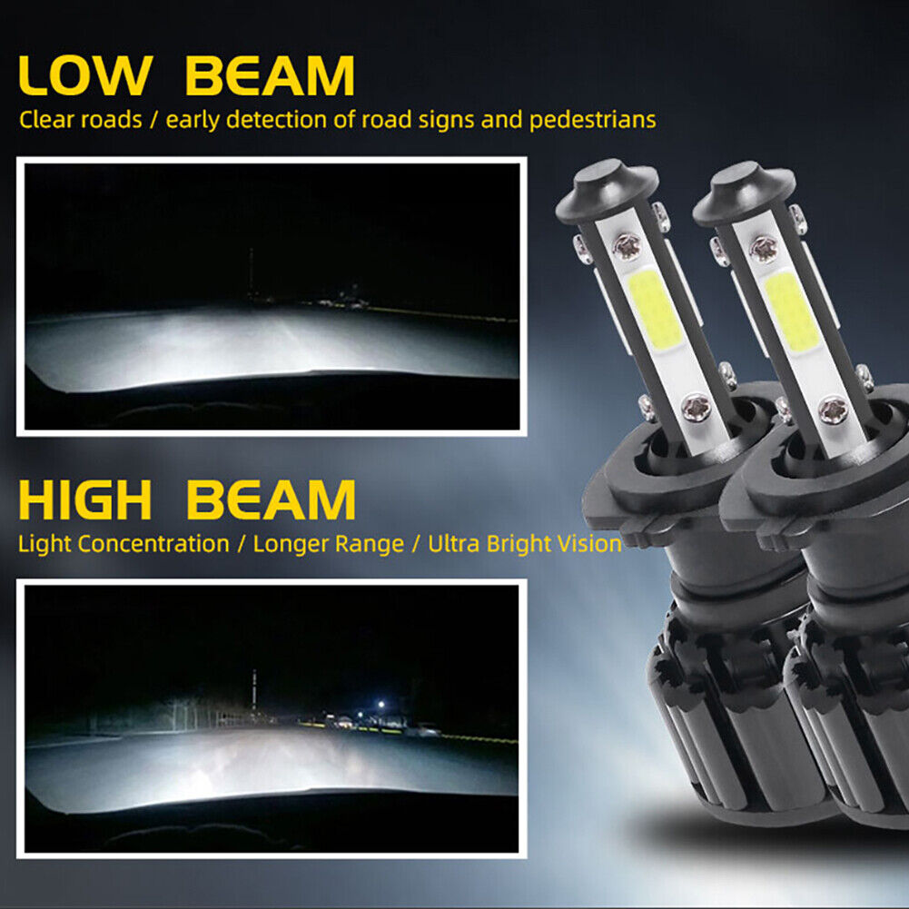 4 Sides LED Car Auto Headlight Fog Lamp Bulbs 6500K 8000LM 52W 9-32V (H7)