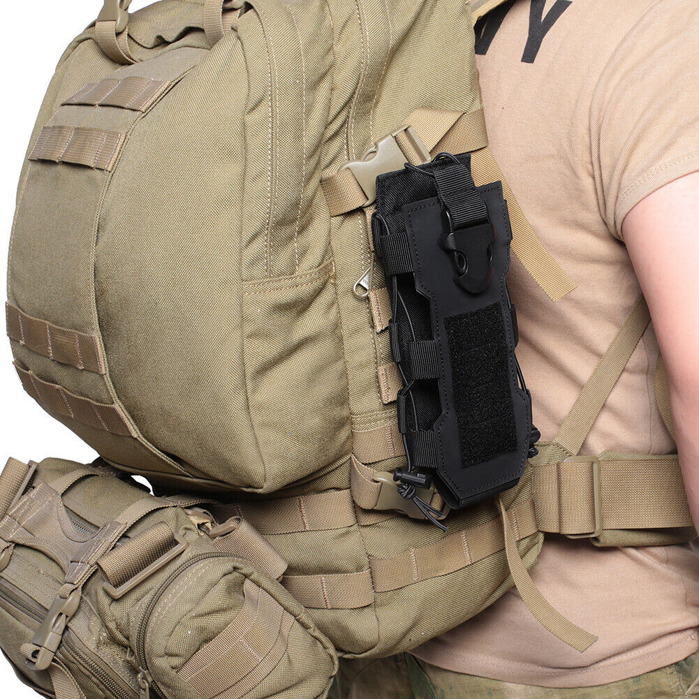 Molle Water Bottle Bag Travel Camping Hiking Kettle Holder Pouch (Black)