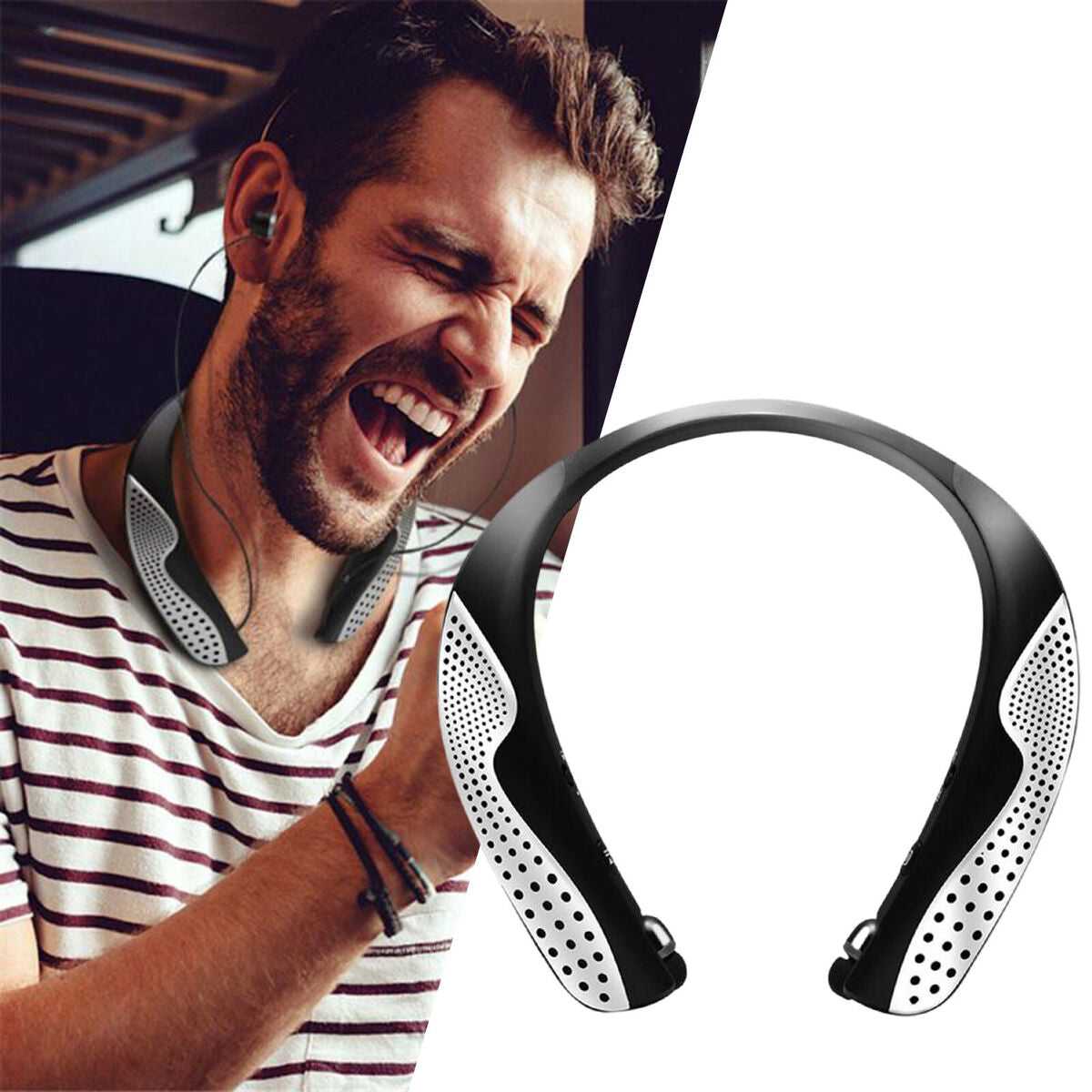 Wearable  Speaker w/Retractable earplugs Headphones