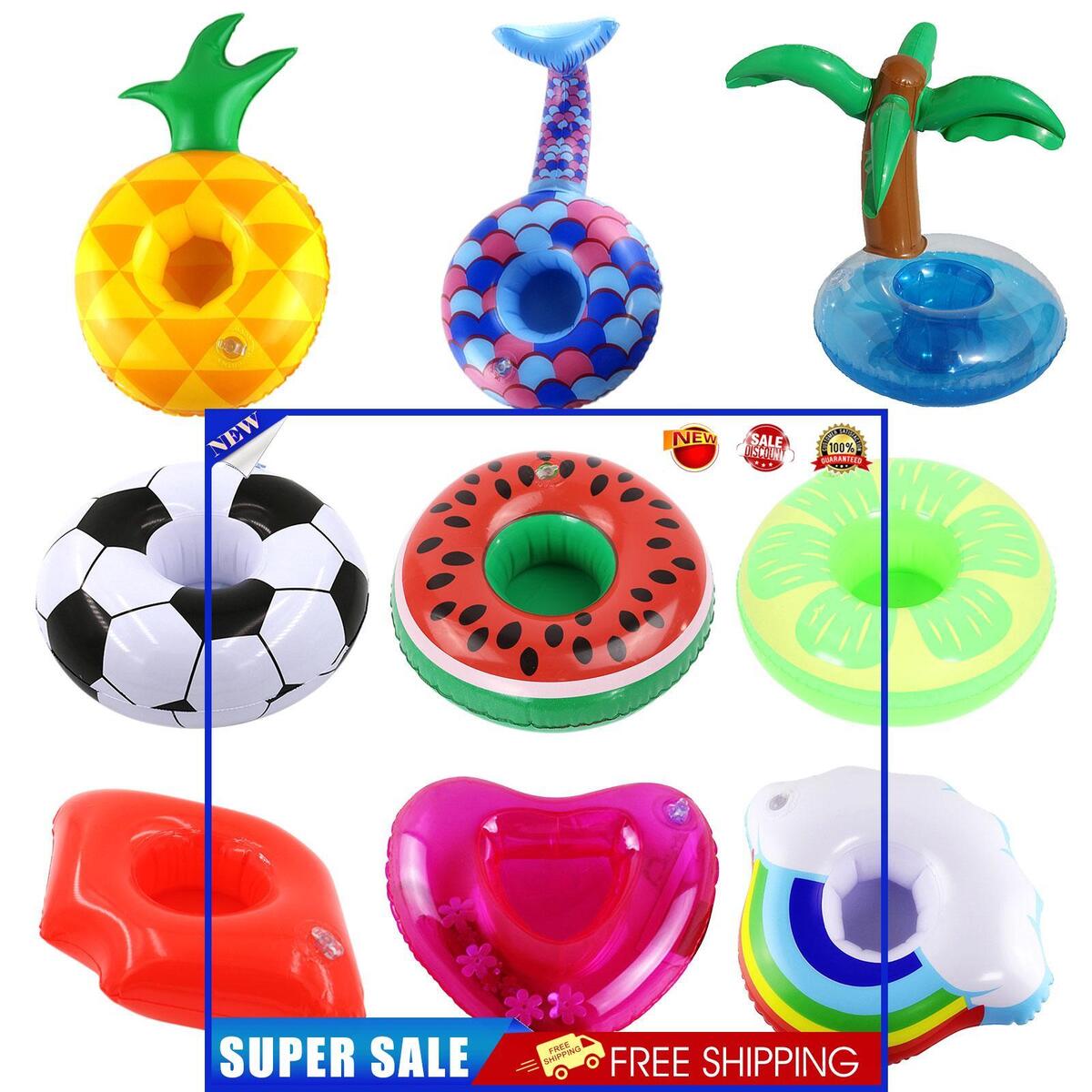 Pool Cup Holder - Pack of 9 Inflatable Float Drink Holder for Summer Beach
