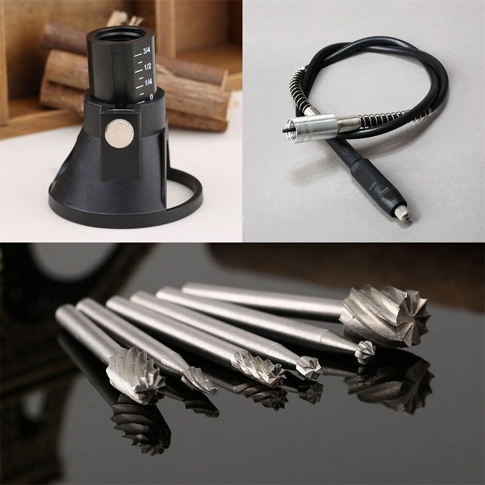 8pcs HSS Drill Bits & Flexible Shaft Rotary Tool Kit For Grinding Polishing C6B