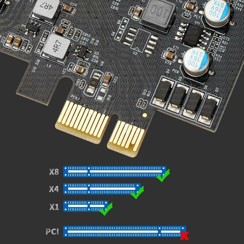 Pcie to Usb3.0 Type C Adapter Expansion Card 3xUSB + 2x Type C with 19Pin Power