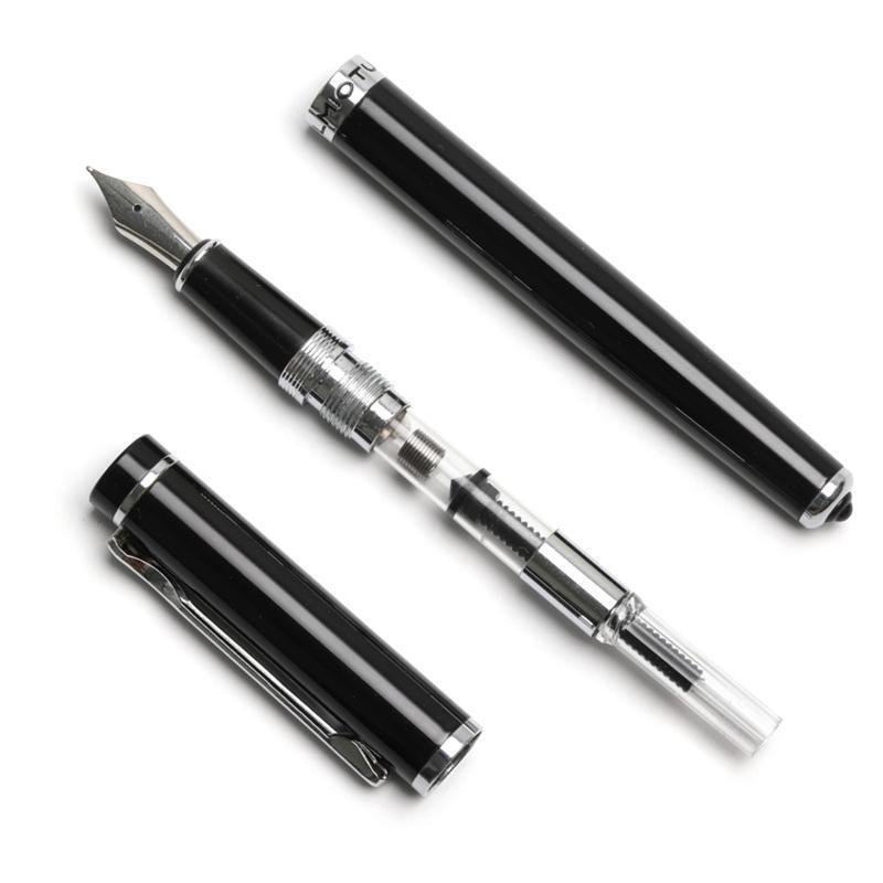 Metal Fountain Pen Gift Writing Pen F Nib Refillable Converter Piston-Filled