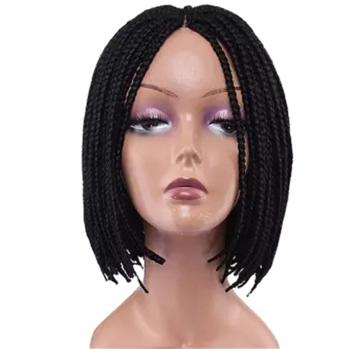 African Short Braided Bob Wigs Synthetic Hair Box Braid Wig for Black Women 14"