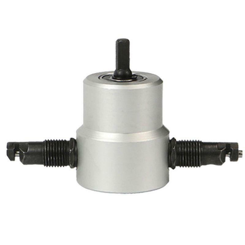 160A Practical Nibble Metal Cutter Double Head Sheet Drill Tool Attachment Open