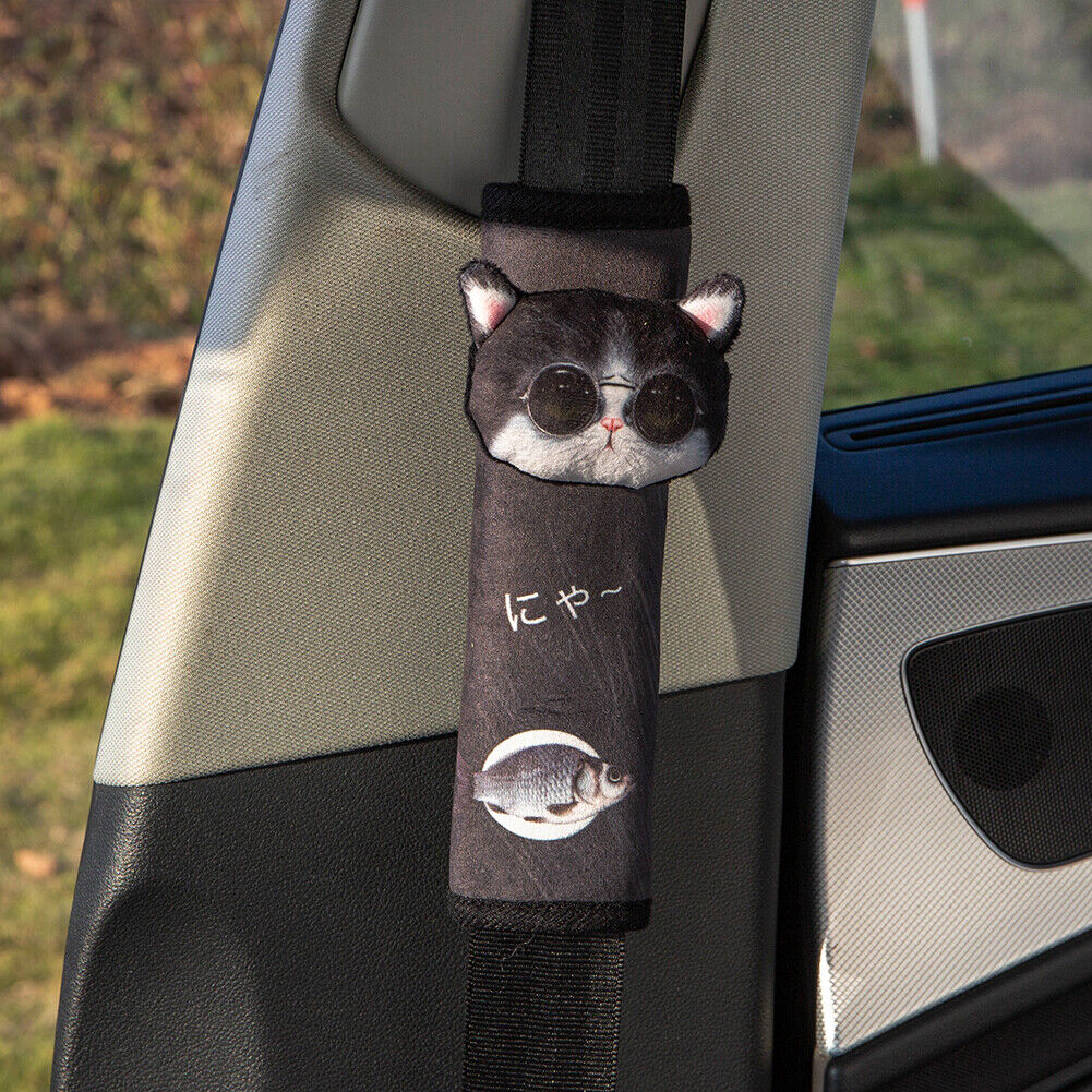 Cartoon Animal Car Seat Belt Cover Seatbelt Shoulder Pad (Cat w/ Glasses)