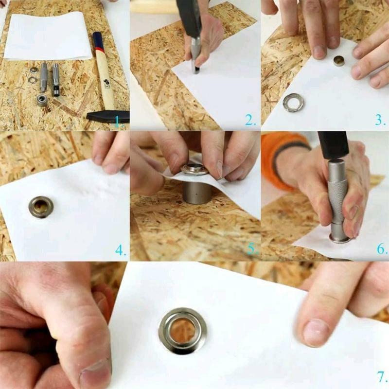 100 Sets Punch Eyelets Set 4 Colours 8 mm Grommet Tool Kit Copper with Box