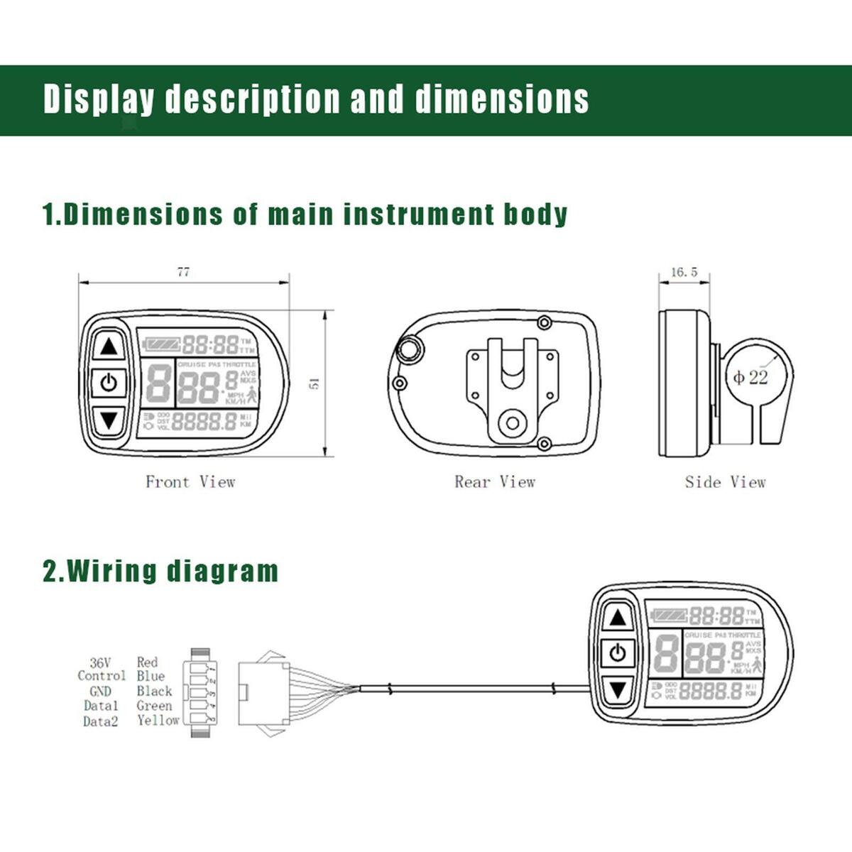 36V-48V Motor Controller Waterproof LCD Display Panel Motor Controller