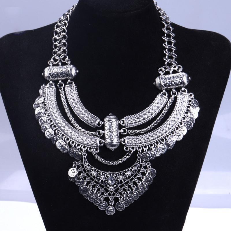 Bib Statement Necklace & Earring Turkish Gypsy Tribal Necklace Party Jewelry