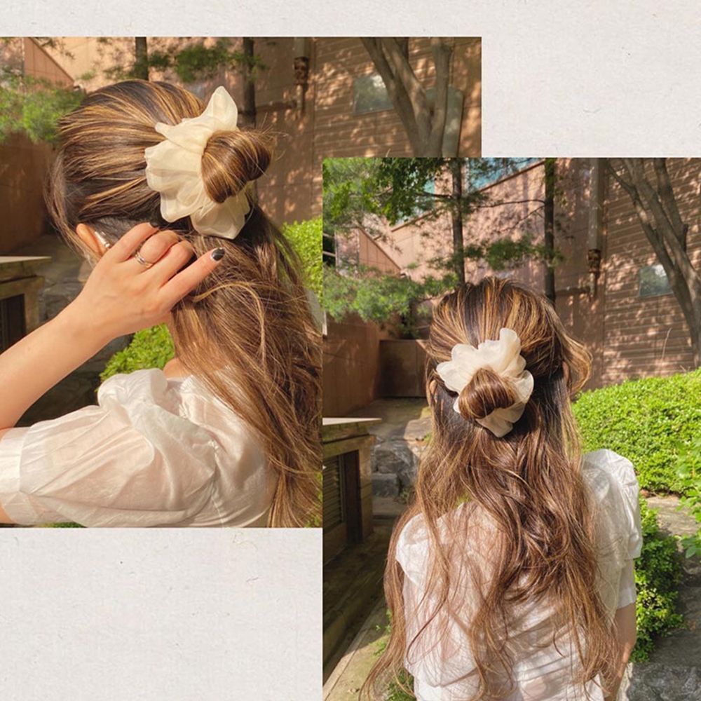 Silk Bird Nest Expanding Women Hair Bun Claw Maker Chiffon Horsetail Buckle