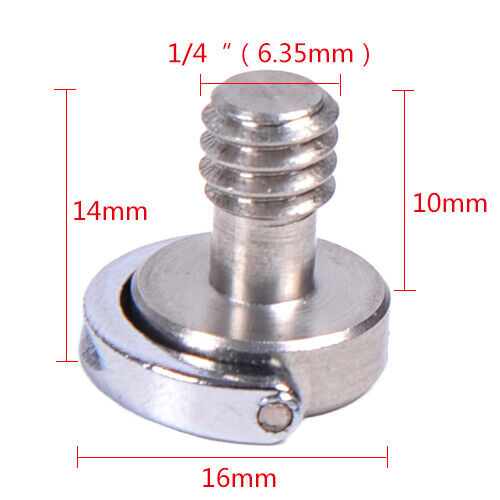 1x Flat Stainless 1/4" D Ring Screw fit for Camera Tripod Quick Release Plate Li