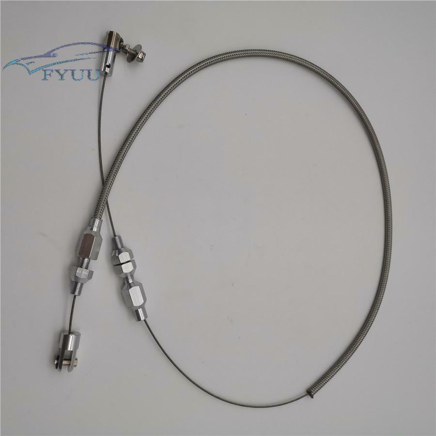 For Ford Chevy New Throttle Pedal Cable Stainless Steel Braided Aluminum Ends