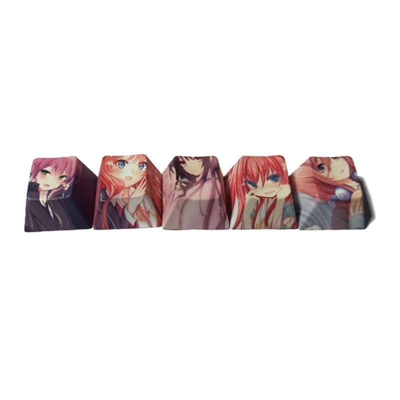 5Pcs Cartoon Anime Girl PBT Dye Sublimation Keycap Mechanics Keyboard Keycap OEM