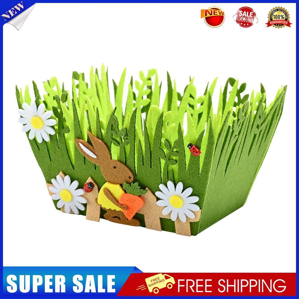 Easter Eggs Basket Portable Non-woven Storage Bucket Party Ornaments (D)