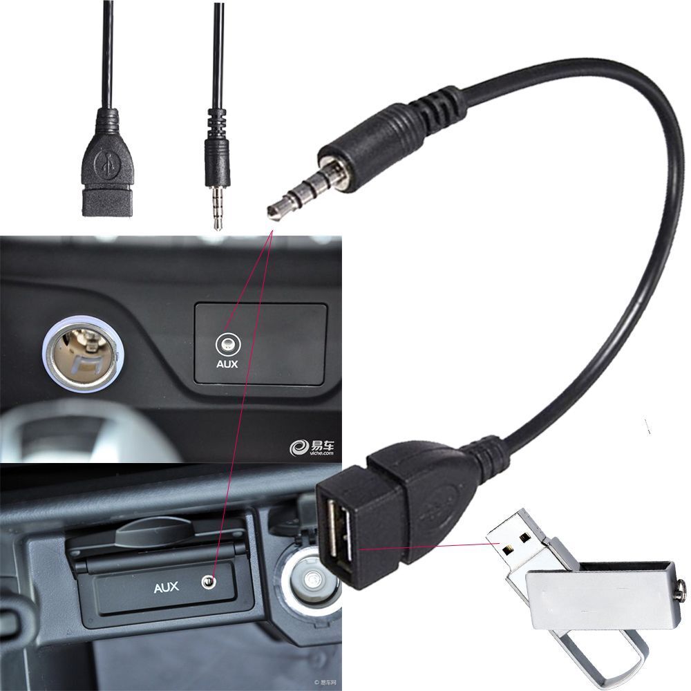 Interface Extension Cord Car Converter Aux Cable Audio Adapter USB Connector