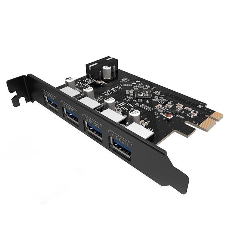 4Port USB3.0 PCI-E Expansion Card 5Gbps Power Socket 4pin Power Interface