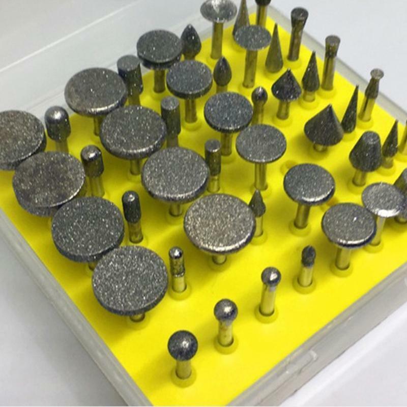 50 Pieces Diamond Coated Rotary Grinding Head Burr Set 1/8'' Shank for Jewelry