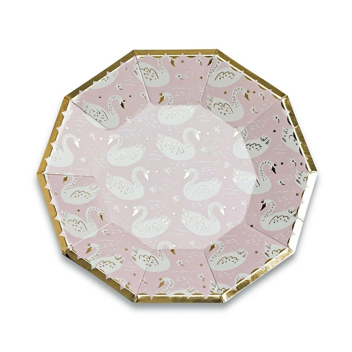 8Pcs Pink Disposable Dinner Plate Degradable for Valentine'S Day Supplies