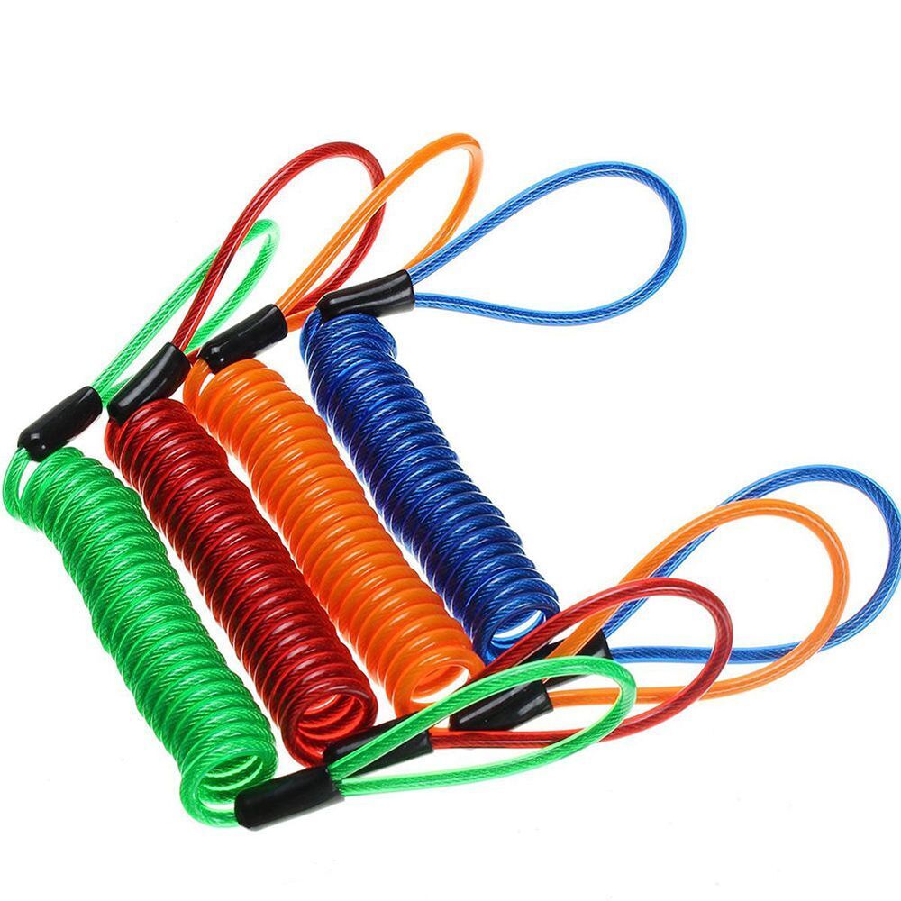 Motorbike Disc Brake Lock Spring Coil Motorcycle Safety Lanyard Reminder Cable