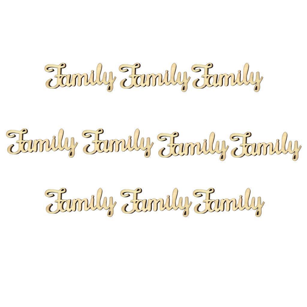 10x  Engraved Family Embellishments Decorative Unfinished Crafts