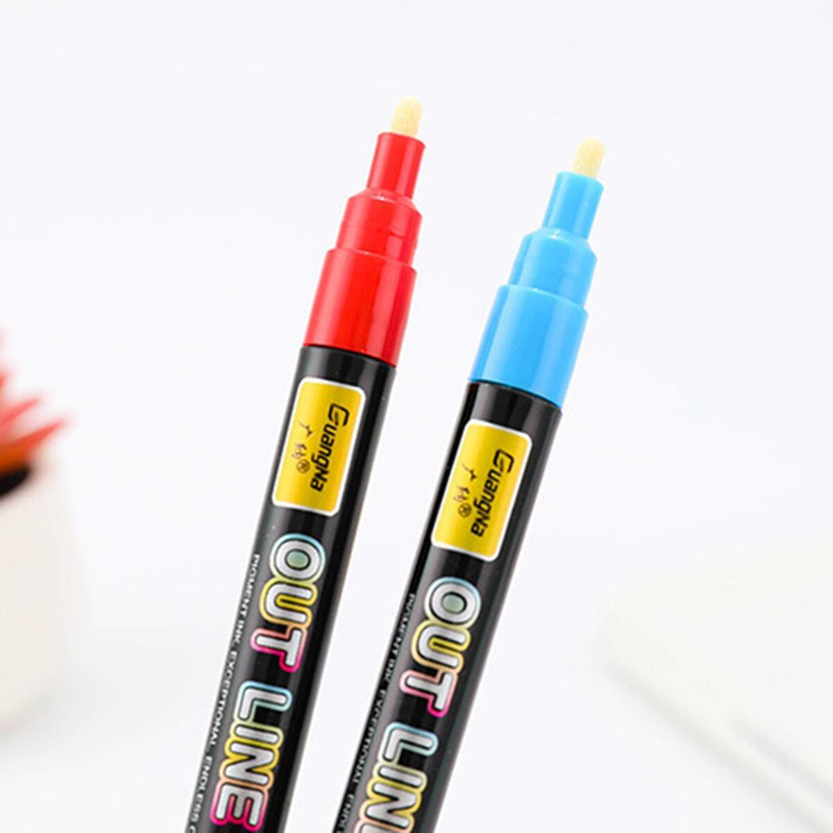 24Pcs Acrylic Self-Outline  Markers Drawing Doodle  for