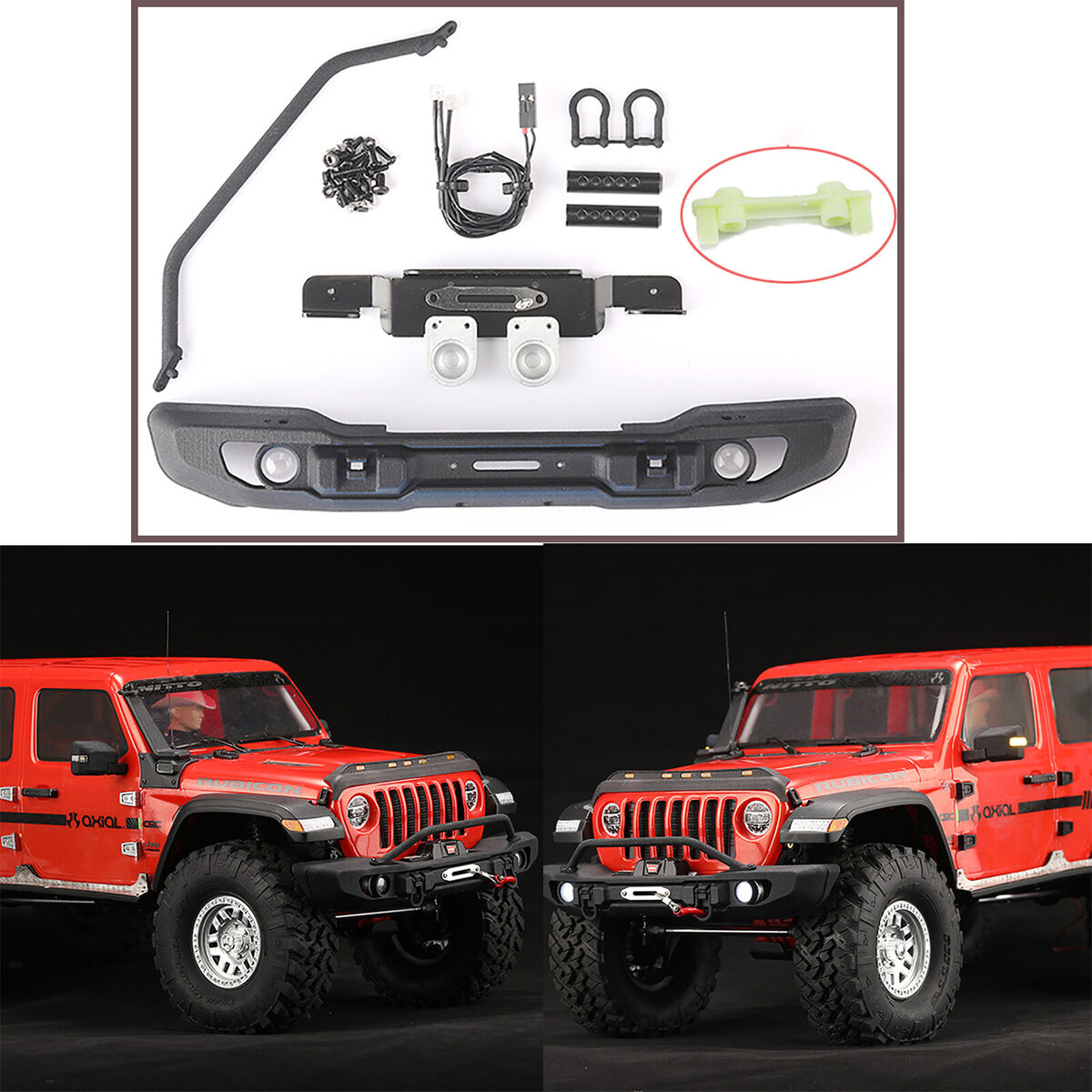 Front Bumper Light for 1:10 RC Crawler Axial SCX10 JEEP Trx-4 BRONCO Accessories