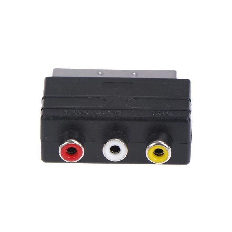 High Quality Scart Male Plug to 3RCA Phono Female AV TV Audio Video Adapter