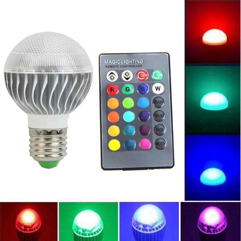 New RGB LED E27 15W Lamp Color Changing Light Bulb With Remote Control 85-265V