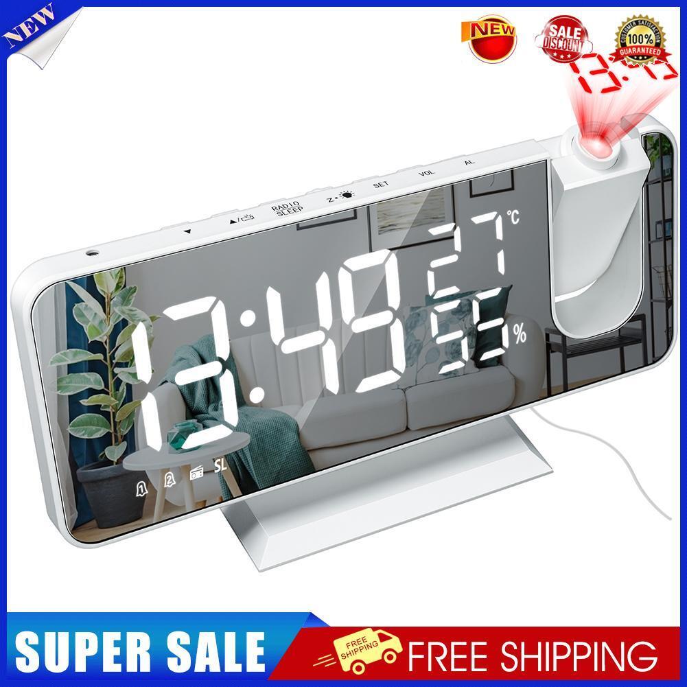 Digital FM Radio Projection Alarm Clock Smart LED Electric Desk Watch (C)