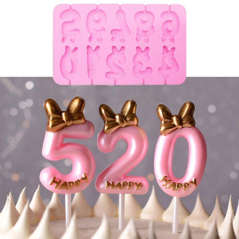 2pcs/set 0-9 Numbers Silicone Lollipop Cookie Mold Chocolate Cake Decorating DIY