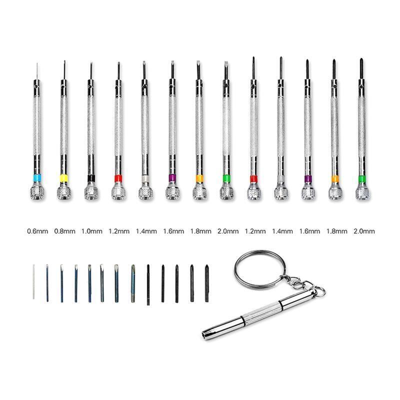 Jewelry Screwdriver 0.6-2.0mm w/ 13 Extra Replacement Blades for Watch Repair